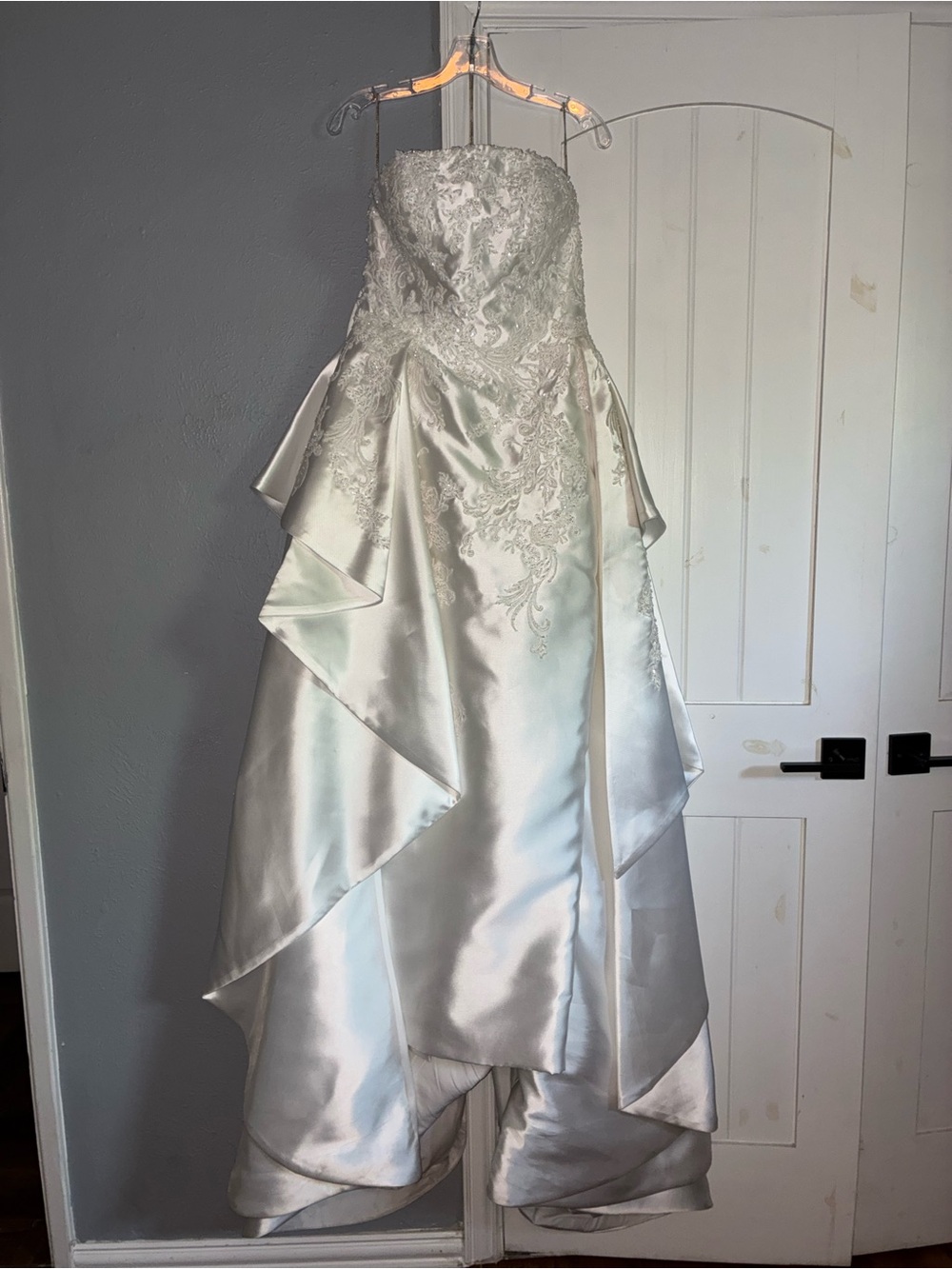 Strapless Ivory Satin & Lace Wedding Dress